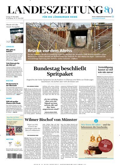 Titelbild der Ausgabe 73/2026 von Landeszeitung für die Lüneburger Heide. Diese Zeitschrift und viele weitere Zeitungsabos als Abo oder epaper bei United Kiosk online kaufen.