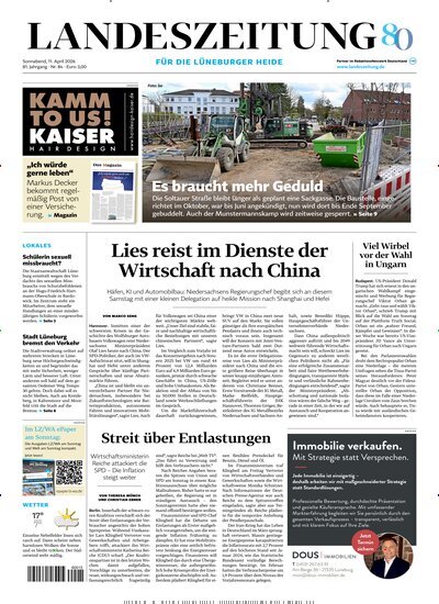 Titelbild der Ausgabe 84/2026 von Landeszeitung für die Lüneburger Heide. Diese Zeitschrift und viele weitere Zeitungsabos als Abo oder epaper bei United Kiosk online kaufen.