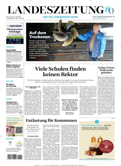 Titelbild der Ausgabe 88/2026 von Landeszeitung für die Lüneburger Heide. Diese Zeitschrift und viele weitere Zeitungsabos als Abo oder epaper bei United Kiosk online kaufen.