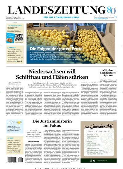 Titelbild der Ausgabe 99/2026 von Landeszeitung für die Lüneburger Heide. Diese Zeitschrift und viele weitere Zeitungsabos als Abo oder epaper bei United Kiosk online kaufen.