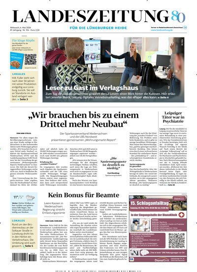 Titelbild der Ausgabe 104/2026 von Landeszeitung für die Lüneburger Heide. Diese Zeitschrift und viele weitere Zeitungsabos als Abo oder epaper bei United Kiosk online kaufen.