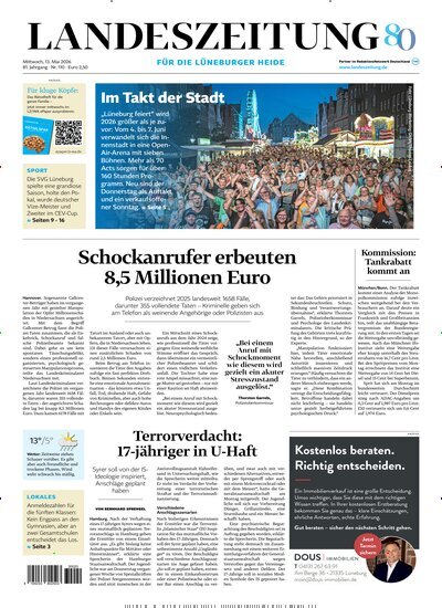 Titelbild der Ausgabe 110/2026 von Landeszeitung für die Lüneburger Heide. Diese Zeitschrift und viele weitere Zeitungsabos als Abo oder epaper bei United Kiosk online kaufen.