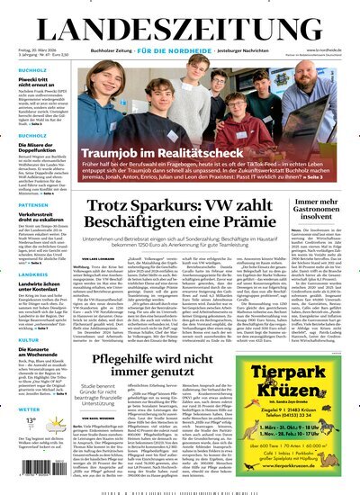 Titelbild der Ausgabe 67/2026 von Landeszeitung für die Nordheide. Diese Zeitschrift und viele weitere Zeitungsabos als Abo oder epaper bei United Kiosk online kaufen.