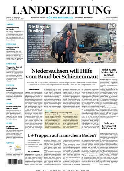 Titelbild der Ausgabe 75/2026 von Landeszeitung für die Nordheide. Diese Zeitschrift und viele weitere Zeitungsabos als Abo oder epaper bei United Kiosk online kaufen.