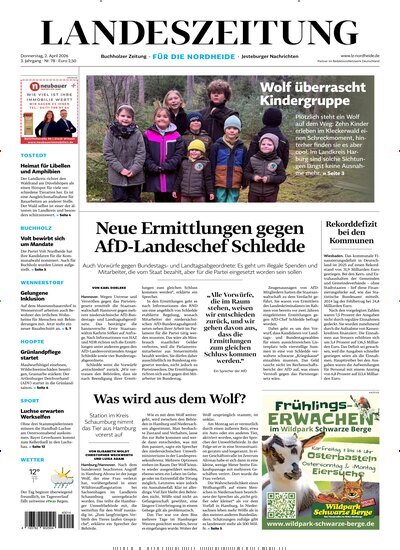 Titelbild der Ausgabe 78/2026 von Landeszeitung für die Nordheide. Diese Zeitschrift und viele weitere Zeitungsabos als Abo oder epaper bei United Kiosk online kaufen.