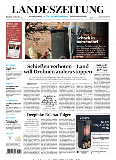 Titelbild der Ausgabe 79/2026 von Landeszeitung für die Nordheide. Diese Zeitschrift und viele weitere Zeitungsabos als Abo oder epaper bei United Kiosk online kaufen.