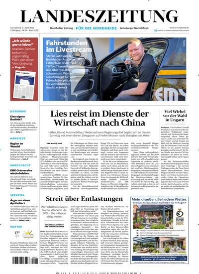 Titelbild der Ausgabe 84/2026 von Landeszeitung für die Nordheide. Diese Zeitschrift und viele weitere Zeitungsabos als Abo oder epaper bei United Kiosk online kaufen.