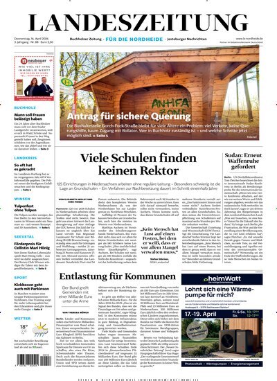 Titelbild der Ausgabe 88/2026 von Landeszeitung für die Nordheide. Diese Zeitschrift und viele weitere Zeitungsabos als Abo oder epaper bei United Kiosk online kaufen.