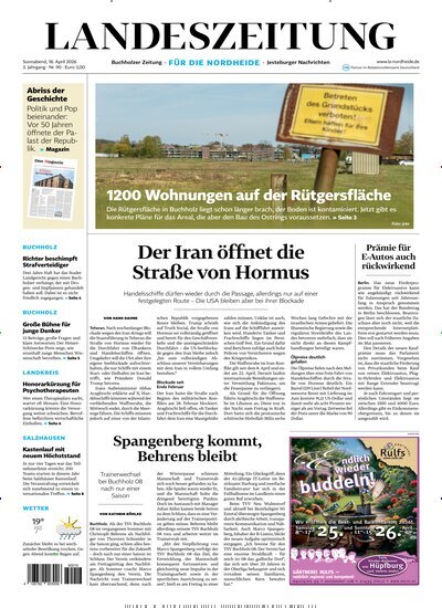 Titelbild der Ausgabe 90/2026 von Landeszeitung für die Nordheide. Diese Zeitschrift und viele weitere Zeitungsabos als Abo oder epaper bei United Kiosk online kaufen.