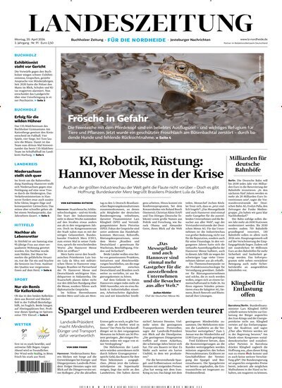 Titelbild der Ausgabe 91/2026 von Landeszeitung für die Nordheide. Diese Zeitschrift und viele weitere Zeitungsabos als Abo oder epaper bei United Kiosk online kaufen.