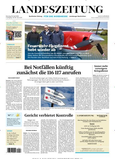Titelbild der Ausgabe 98/2026 von Landeszeitung für die Nordheide. Diese Zeitschrift und viele weitere Zeitungsabos als Abo oder epaper bei United Kiosk online kaufen.