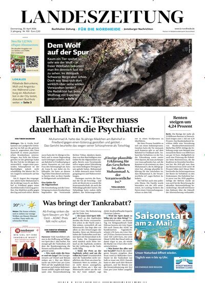 Titelbild der Ausgabe 100/2026 von Landeszeitung für die Nordheide. Diese Zeitschrift und viele weitere Zeitungsabos als Abo oder epaper bei United Kiosk online kaufen.