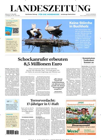 Titelbild der Ausgabe 110/2026 von Landeszeitung für die Nordheide. Diese Zeitschrift und viele weitere Zeitungsabos als Abo oder epaper bei United Kiosk online kaufen.