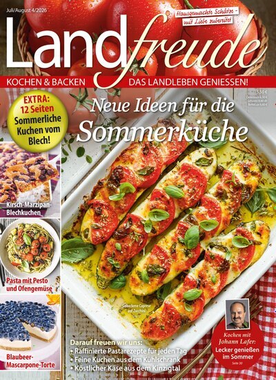 Titelbild der Ausgabe 4/2026 von Landfreude. Diese Zeitschrift und viele weitere Kochzeitschriften und Backzeitschriften als Abo oder epaper bei United Kiosk online kaufen.