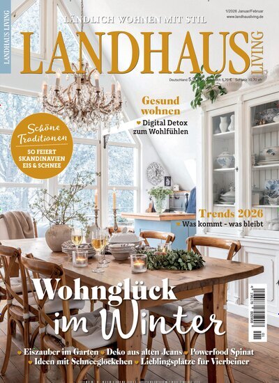 Titelbild der Ausgabe 1/2026 von Landhaus Living. Diese Zeitschrift und viele weitere Gartenzeitschriften und Wohnzeitschriften als Abo oder epaper bei United Kiosk online kaufen.