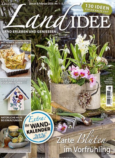 Titelbild der Ausgabe 1/2026 von LandIDEE. Diese Zeitschrift und viele weitere Gartenzeitschriften und Wohnzeitschriften als Abo oder epaper bei United Kiosk online kaufen.