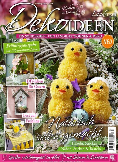 Titelbild der Ausgabe 1/2026 von LandIDEE Dekoideen. Diese Zeitschrift und viele weitere Gartenzeitschriften und Wohnzeitschriften als Abo oder epaper bei United Kiosk online kaufen.