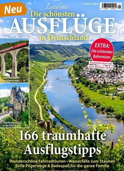 Titelbild der Ausgabe 1/2023 von LandIDEE - Die schönsten Ausflüge in Deutschland. Diese Zeitschrift und viele weitere Gartenzeitschriften und Wohnzeitschriften als Abo oder epaper bei United Kiosk online kaufen.
