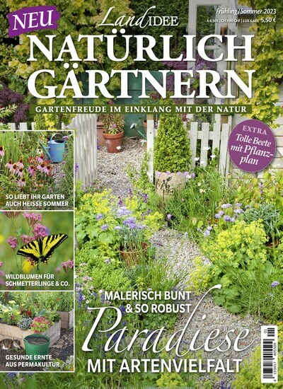 Titelbild der Ausgabe 1/2023 von Landidee Natürlich Gärtnern. Diese Zeitschrift und viele weitere Gartenzeitschriften und Wohnzeitschriften als Abo oder epaper bei United Kiosk online kaufen.