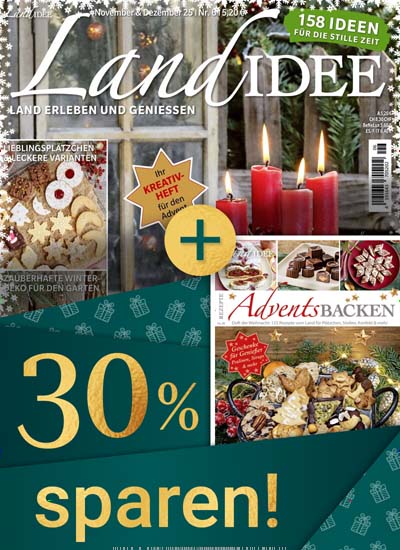 Titelbild der Ausgabe 1/2025 von LandIDEE Weihnachten Zeitschriften Bundle. Diese Zeitschrift und viele weitere Gartenzeitschriften und Wohnzeitschriften als Abo oder epaper bei United Kiosk online kaufen.