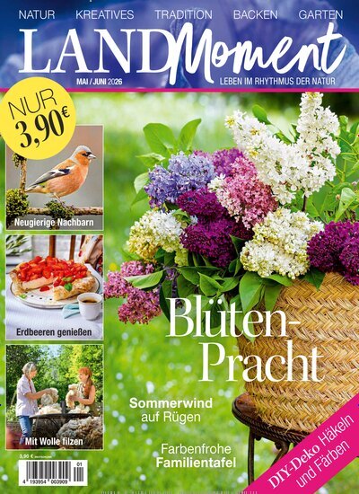 Titelbild der Ausgabe 1/2026 von LANDMoment. Diese Zeitschrift und viele weitere Gartenzeitschriften und Wohnzeitschriften als Abo oder epaper bei United Kiosk online kaufen.