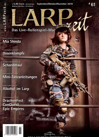 LARPzeit aktuelles Titelbild Ausgabe 61/2018 Aktuelles Titelbild von LARPzeit. In der Ausgabe 61/2018 geht es um die Themen: DrachenFest ConQuest Epic Empires. Lesen Sie gerne Hobbymagazine, Touristikzeitschriften und Sport-Fachzeitschriften? Dann empfehlen wir Ihnen LARPzeit als Abo oder Geschenkabo.