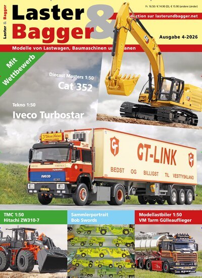 Titelbild der Ausgabe 4/2026 von Laster & Bagger. Diese Zeitschrift und viele weitere Automagazine und Motorradzeitschriften als Abo oder epaper bei United Kiosk online kaufen.