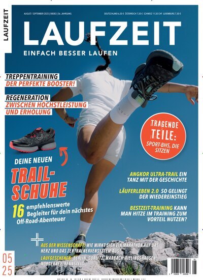 Titelbild der Ausgabe 5/2025 von Laufzeit. Diese Zeitschrift und viele weitere Sportmagazine als Abo oder epaper bei United Kiosk online kaufen.