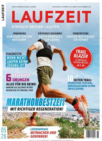 Titelbild der Ausgabe 5/2026 von Laufzeit. Diese Zeitschrift und viele weitere Sportmagazine als Abo oder epaper bei United Kiosk online kaufen.