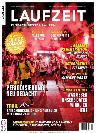 Titelbild der Ausgabe 6/2026 von Laufzeit. Diese Zeitschrift und viele weitere Sportmagazine als Abo oder epaper bei United Kiosk online kaufen.