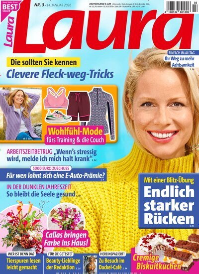 Titelbild der Ausgabe 3/2026 von Laura. Diese Zeitschrift und viele weitere Frauenzeitschriften als Abo oder epaper bei United Kiosk online kaufen.