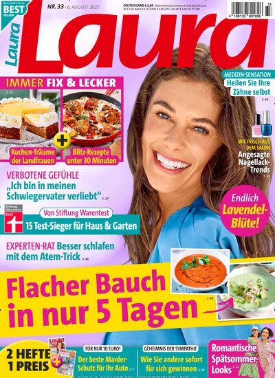 Titelbild der Ausgabe 33/2025 von Laura. Diese Zeitschrift und viele weitere Frauenzeitschriften als Abo oder epaper bei United Kiosk online kaufen.