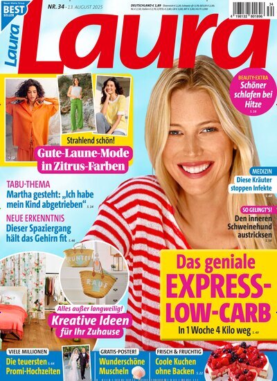 Titelbild der Ausgabe 34/2025 von Laura. Diese Zeitschrift und viele weitere Frauenzeitschriften als Abo oder epaper bei United Kiosk online kaufen.