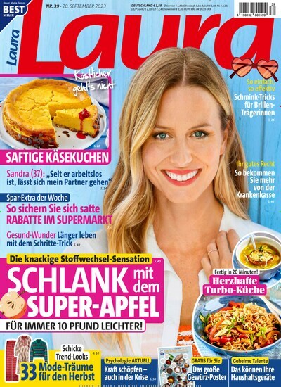 Titelbild der Ausgabe 39/2023 von Laura. Diese Zeitschrift und viele weitere Frauenzeitschriften als Abo oder epaper bei United Kiosk online kaufen.