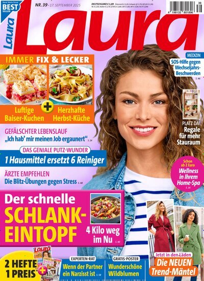 Titelbild der Ausgabe 39/2025 von Laura. Diese Zeitschrift und viele weitere Frauenzeitschriften als Abo oder epaper bei United Kiosk online kaufen.