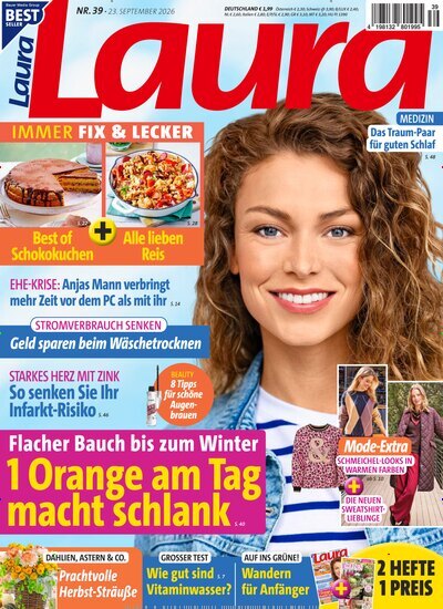 Titelbild der Ausgabe 39/2026 von Laura. Diese Zeitschrift und viele weitere Frauenzeitschriften als Abo oder epaper bei United Kiosk online kaufen.