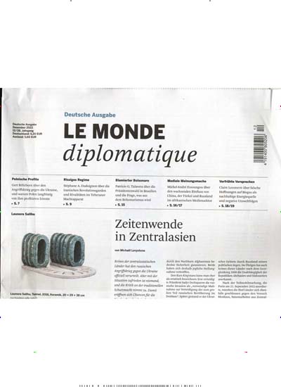 Titelbild der Ausgabe 12/2022 von Le Monde Diplomatique - deutsche Ausgabe. Diese Zeitschrift und viele weitere Wirtschaftsmagazine und Politikmagazine als Abo oder epaper bei United Kiosk online kaufen.