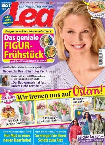 Titelbild der Ausgabe 12/2026 von Lea. Diese Zeitschrift und viele weitere Frauenzeitschriften als Abo oder epaper bei United Kiosk online kaufen.