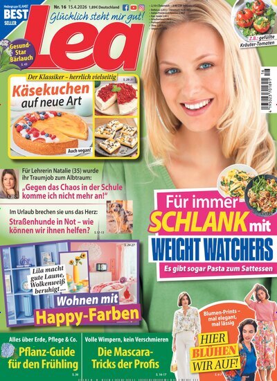 Titelbild der Ausgabe 16/2026 von Lea. Diese Zeitschrift und viele weitere Frauenzeitschriften als Abo oder epaper bei United Kiosk online kaufen.