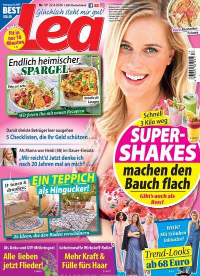 Titelbild der Ausgabe 17/2026 von Lea. Diese Zeitschrift und viele weitere Frauenzeitschriften als Abo oder epaper bei United Kiosk online kaufen.