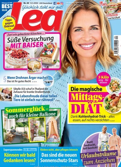 Titelbild der Ausgabe 20/2026 von Lea. Diese Zeitschrift und viele weitere Frauenzeitschriften als Abo oder epaper bei United Kiosk online kaufen.