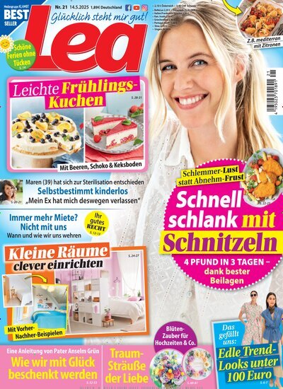 Titelbild der Ausgabe 21/2025 von Lea. Diese Zeitschrift und viele weitere Frauenzeitschriften als Abo oder epaper bei United Kiosk online kaufen.