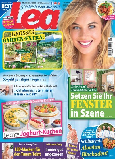 Titelbild der Ausgabe 22/2026 von Lea. Diese Zeitschrift und viele weitere Frauenzeitschriften als Abo oder epaper bei United Kiosk online kaufen.