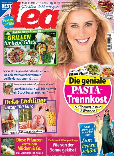 Titelbild der Ausgabe 23/2026 von Lea. Diese Zeitschrift und viele weitere Frauenzeitschriften als Abo oder epaper bei United Kiosk online kaufen.