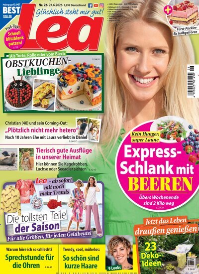 Titelbild der Ausgabe 26/2026 von Lea. Diese Zeitschrift und viele weitere Frauenzeitschriften als Abo oder epaper bei United Kiosk online kaufen.