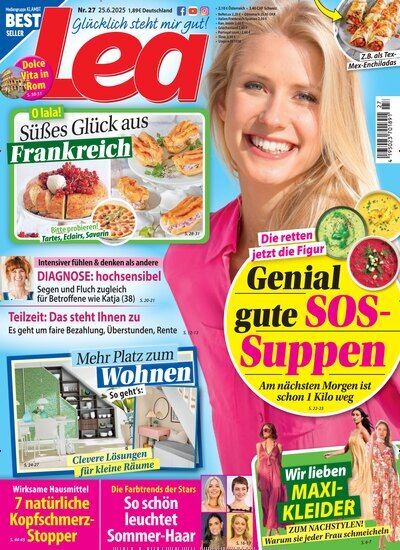 Titelbild der Ausgabe 27/2025 von Lea. Diese Zeitschrift und viele weitere Frauenzeitschriften als Abo oder epaper bei United Kiosk online kaufen.