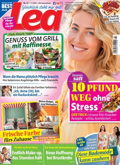 Titelbild der Ausgabe 27/2026 von Lea. Diese Zeitschrift und viele weitere Frauenzeitschriften als Abo oder epaper bei United Kiosk online kaufen.