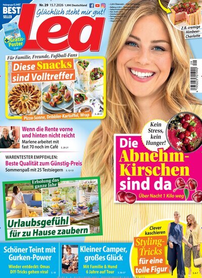 Titelbild der Ausgabe 29/2026 von Lea. Diese Zeitschrift und viele weitere Frauenzeitschriften als Abo oder epaper bei United Kiosk online kaufen.