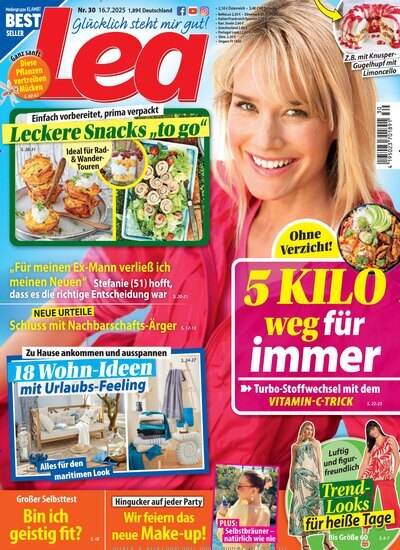 Titelbild der Ausgabe 30/2025 von Lea. Diese Zeitschrift und viele weitere Frauenzeitschriften als Abo oder epaper bei United Kiosk online kaufen.