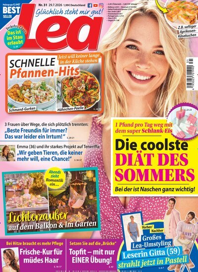 Titelbild der Ausgabe 31/2026 von Lea. Diese Zeitschrift und viele weitere Frauenzeitschriften als Abo oder epaper bei United Kiosk online kaufen.